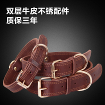 Pet collar real cowhide dog collar retro copper Hook Head golden hair German mound medium large dog Special