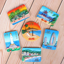 Hainan Sanya refrigerator sticker Wuzhizhou Island Nanshan Temple Phoenix Island Lover Bridge Beach Coconut tree parasol magnet