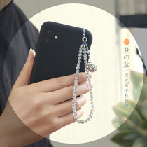 original natural moonlight stone mobile phone chain short rope 925 silver bell car key chain creative girlfriends birthday gift