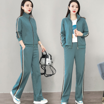 Leisure sports suit women 2021 Winter wear new sweater two-piece set fashion spring and autumn plus velvet padded sportswear tide