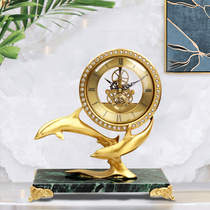 European Brass Dolphin clock modern living room home porch clock light luxury fashion copper soft decoration ornaments