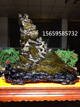 Golden nanmu leaflet Zhennan landscape flowers and birds figure wood carving ornaments shady wood ebony root carving crafts cliffs