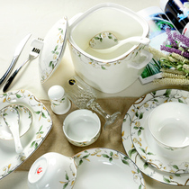 Tangshan bone china tableware set Bowl plate home Jingdezhen ceramic dish set home new Chinese bowl combination