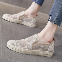 Fisherman shoes womens shoes 2021 summer new flat canvas single shoes breathable lazy pedal net shoes thin soft sole