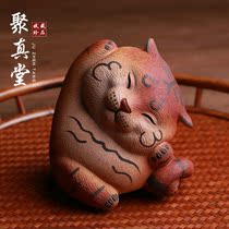 Yixing purple sand tea pet ornaments tiger cartoon Ying Cai tiger cute tiger Zhao Yonghui handmade tea set tea play