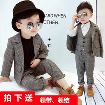 Boys suits autumn and winter handsome childrens dresses Korean version of tide childrens suits set boys baby flower children three sets