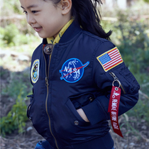 American NASA autumn and winter thickened pilot MA-1 cotton-padded suit childrens coat mens and Womens Small and Medium Air Force flight suit