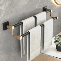  Bathroom hanger punch-free towel rack Bathroom shelf towel double rod wall-mounted toilet supplies Daquan