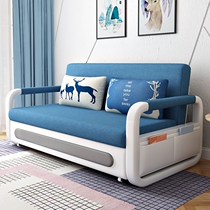 Fabric sofa bed multifunctional small apartment foldable bed pull bed simple living room dismantling and washing rice double single dual use