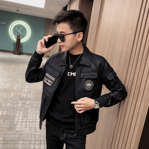 Pilot leather jacket for men with plush and thick Korean fashion motorcycle soft leather jacket spirit boy fur collar winter coat