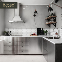 Overall kitchen cabinet custom 304 stainless steel stove cabinet Cabinet integrated quartz stone countertop kitchen cabinet decoration