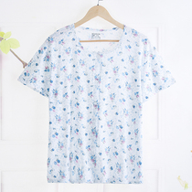 Elderly undershirt womens cotton short-sleeved cardigan half-sleeved loose mom grandma fattening plus size elderly vest