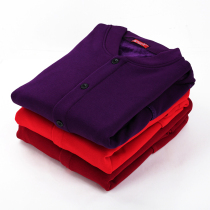 Middle aged men and women Petty Cash Warm Sweatshirt Buttons Single single blouse with velvety thickened autumn and winter jacket lingerie