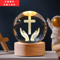 Creative luminous crystal cross for boys and girls birthday gift night light office desktop decoration ornaments
