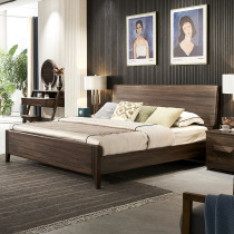 Wood wax oil Italian minimalist black walnut wood 12 meters modern minimalist 1 35 bedroom double bed 18 meters