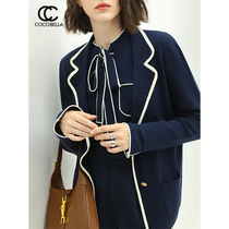  Pre-sale COCOBELLA contrast trim British style small suit womens workplace commuter lapel knitted jacket MZ65
