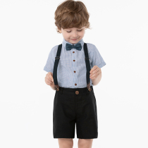 Childrens clothing childrens cotton and linen performance baby flower childrens wedding linen boy dress suit British style summer mens treasure