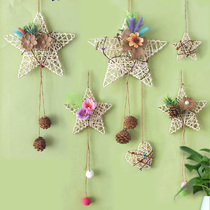 Pastoral handmade diy five-pointed star love rattan ball rattan hanging decoration kindergarten home creative decoration hanging decoration