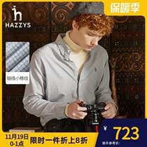 Hazzys Haggis Long Sleeve Shirt Mens Autumn Shirt Men Korean Plaid Mens Casual Jacket Mens Fashion