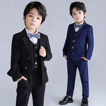 Flower boy suit boy suit suit autumn and winter Korean version of childrens handsome suit black child host dress