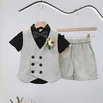 Summer boy baby suit suit Korean version of foreign style children British short sleeve suit flower girl vest wedding dress