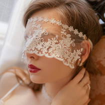 Custom sexy blindfold hazy eye yarn Sex underwear accessories through white lace private photo photo