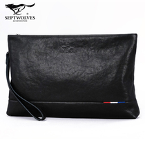Seven wolves Bag Mens wallet leather bag official mobile phone bag large capacity cowhide mens New Tide