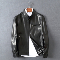 Leather leather clothing men imported goatskin collar leather jacket Korean handsome slim short thin coat special tide