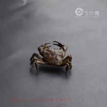 Pocket bronze crab small piece tea ceremony copper tea palliative bronze crab hand antique copper sculpture