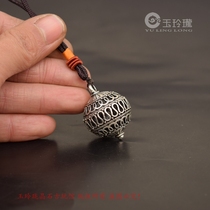 White copper carved hollow pattern cage Lin piece hidden small copper bell key buckle pack copper artist palette copper