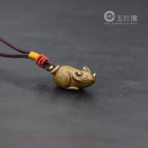 Cute recruit mice hang copper rat hanging solid brass zodiac mouse keys hanging antique copper micro sculpture