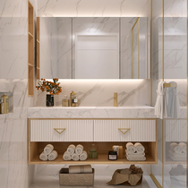 Nordic rock board bathroom cabinet combination simple modern marble light luxury face wash basin cabinet toilet wash table