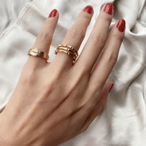 LHWindsor Windsor Jewelry Tough Bamboo Lucky Bamboo Retro Gold Ring Europe and America ins Wind Small Ring Jewelry