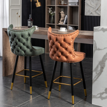 European style light luxury bar chair modern simple front desk commercial bar chair home with back American high foot stool
