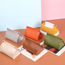 Nordic leather tissue box living room home creative tissue tube car desktop paper towel storage bag