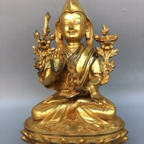 Nepal Tibetan legend old copper Buddha Gilt bronze Statue of Tsongkhapa Home Buddha hall supplies jewelry miscellaneous ornaments