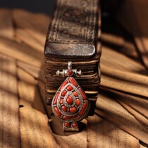 Nepalese Tibetan 925 silver hand - mounted ruby gawu box hanging from the Hall Hall