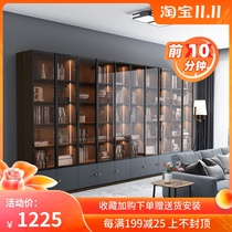 Nordic bookcase glass door full wall with door rack floor floor study room whole background wall simple modern large bookcase