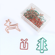 Christmas tree gift paper clip shaped rose gold clip multi-function Korean bookmarks cute paper pin creative