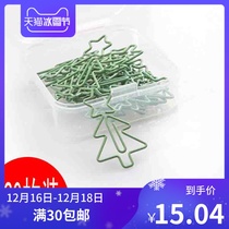 Green Christmas tree paper clip bookmarks cartoon metal clip creative paper clip cute bookmarks wholesale 20 sets
