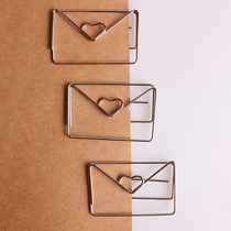 Silver envelope paper clip creative business card holder cute shape return needle metal paper clip custom bookmarks