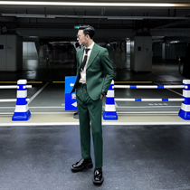 (DAIO ETHAN) original design British barge collar suit suit suit male single row double buckle simple suit