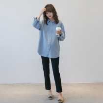 Pregnancy Woman Dress Spring Autumn Money 2021 loose Covered Belly pregnant Pregnant Woman Beating Bottom Long Sleeve Shirt Foreign Air Weight Reduction Blouse
