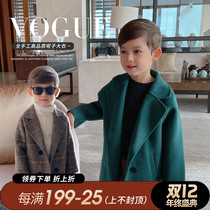 Chenchen mother boy woolen coat foreign-made full wool handmade children double-sided tweed coat baby plaid coat