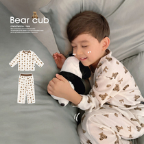 Chenchen mother childrens air-conditioning clothing soft cute bear baby pajamas waffle home suit autumn long sleeve underwear