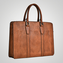 Retro Simple Mens briefcase casual business top layer cowhide Hand bag shoulder shoulder bag leather computer bag