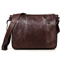 14 inch horizontal leather mens bag head layer cowhide mens shoulder shoulder bag wax leather casual retro backpack fashion
