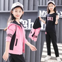 Girl Autumn Money 2022 New Stylish Sport Foreign Air Suit CUHK Youngspring Casual Jacket Mesh Red Cotton Three Sets