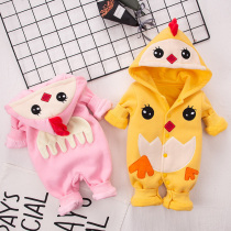  Mens and womens baby clothes spring and autumn super cute foreign style net red cute newborn baby one-piece out autumn and winter suit