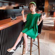 Girls summer slim fit pure color vest with dress 2022 new foreign gas girl CUHK Scout princess dresses